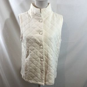 Northcrest ivory quilted button up vest - womens M, armpit to armpit = 19.5”